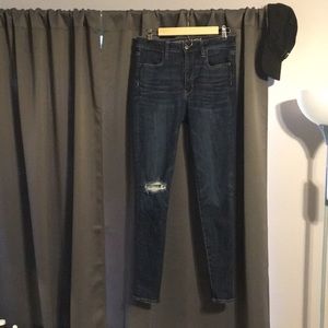 AE super hi rise distressed jeggings